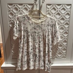 rag & bone White Floral Short Sleeve Tee